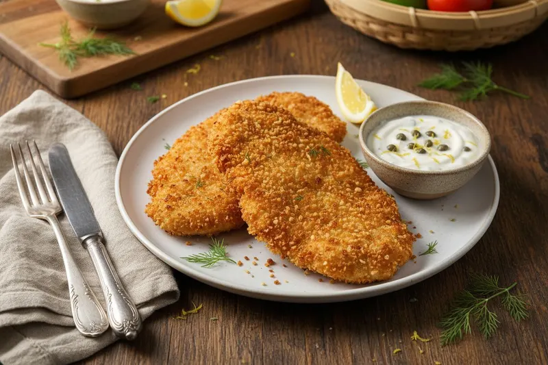 Kanaschnitzel jogurttikastikkeella