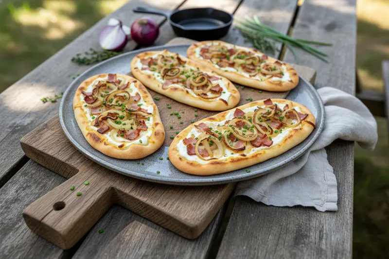 Rieska tarte flambée grillissä